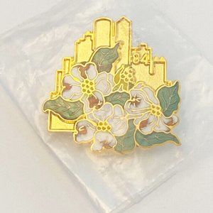 Vintage Telephone Pioneers Of America Chapter 84 Skyline Flowers Enamel Pin